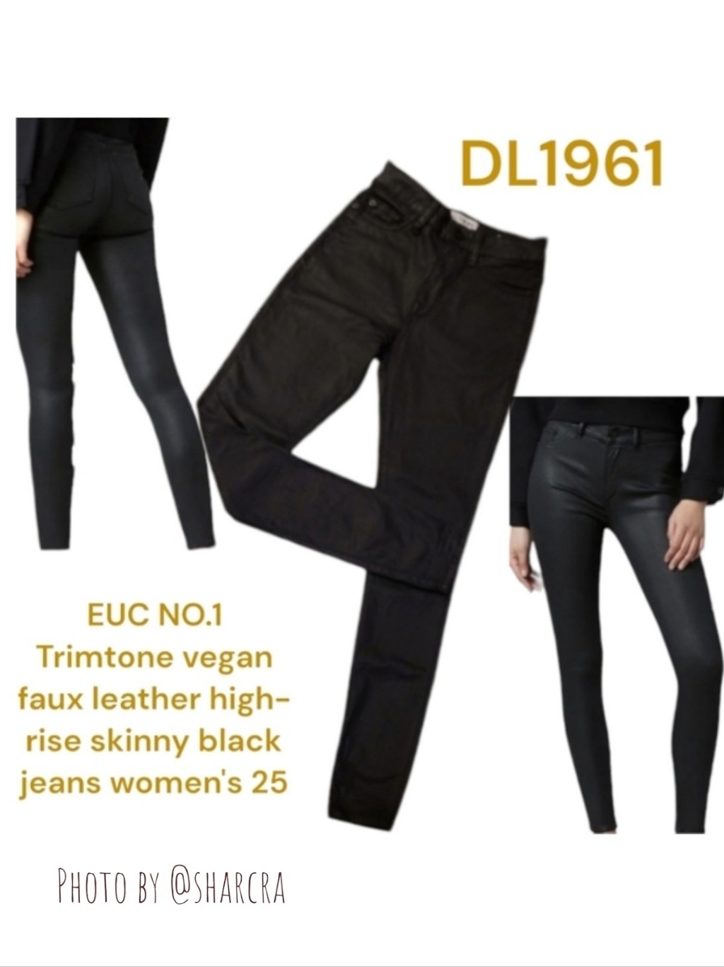 Dl1961 Women's No.1 Trimtone Chasm Waxed Jeans Hr Skinny Black Stretch Jeans 25